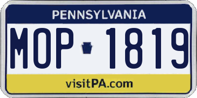 PA license plate MOP1819