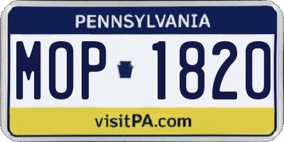 PA license plate MOP1820