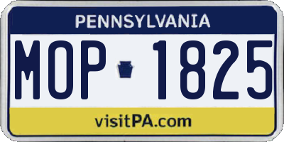 PA license plate MOP1825