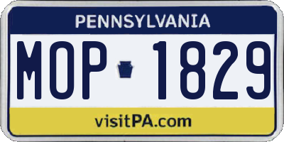 PA license plate MOP1829