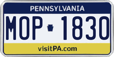 PA license plate MOP1830