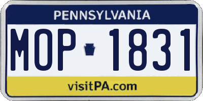 PA license plate MOP1831