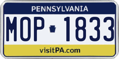 PA license plate MOP1833