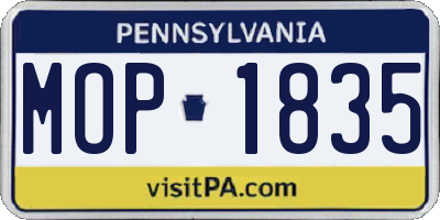 PA license plate MOP1835