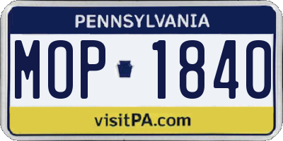 PA license plate MOP1840