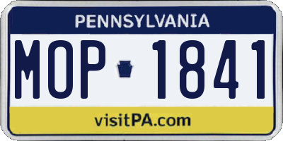 PA license plate MOP1841