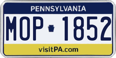 PA license plate MOP1852