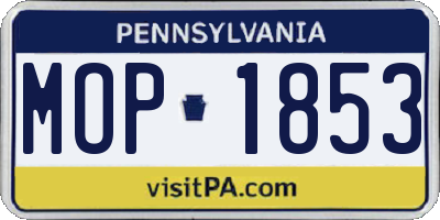 PA license plate MOP1853