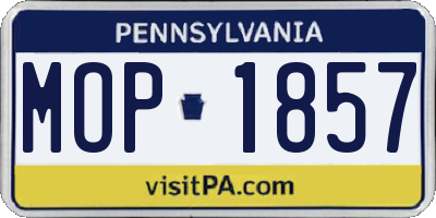 PA license plate MOP1857