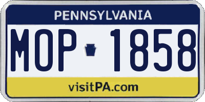 PA license plate MOP1858