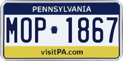 PA license plate MOP1867