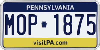 PA license plate MOP1875