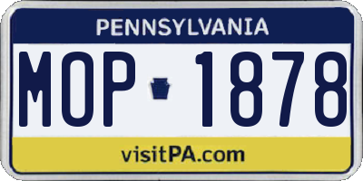 PA license plate MOP1878