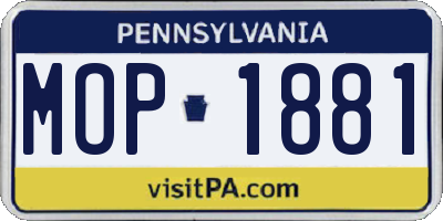 PA license plate MOP1881