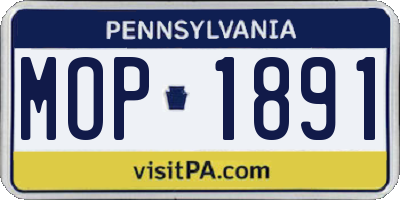 PA license plate MOP1891