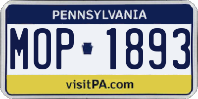 PA license plate MOP1893