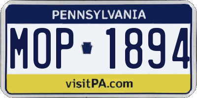 PA license plate MOP1894