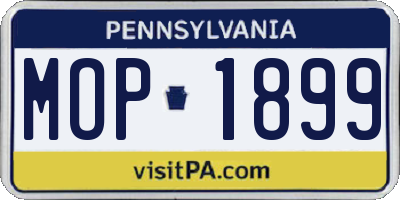 PA license plate MOP1899