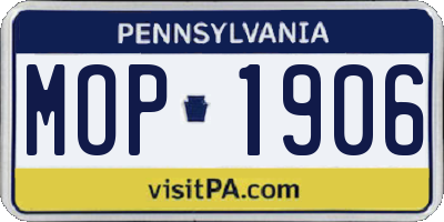 PA license plate MOP1906