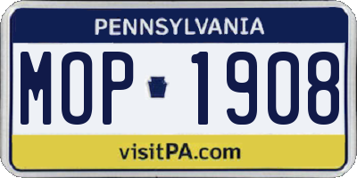 PA license plate MOP1908