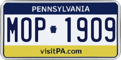 PA license plate MOP1909