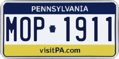 PA license plate MOP1911