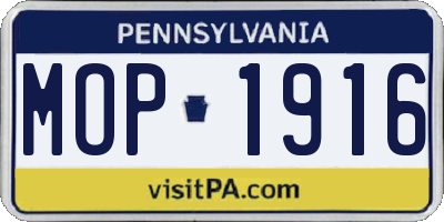 PA license plate MOP1916