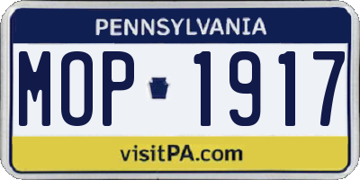 PA license plate MOP1917