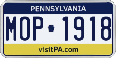 PA license plate MOP1918