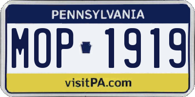 PA license plate MOP1919