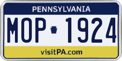 PA license plate MOP1924