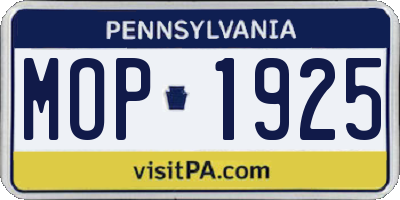 PA license plate MOP1925