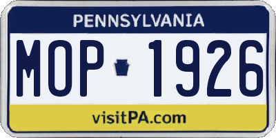 PA license plate MOP1926