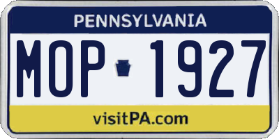 PA license plate MOP1927