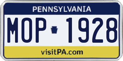 PA license plate MOP1928