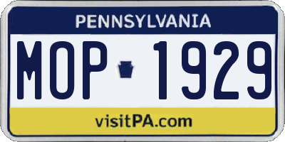 PA license plate MOP1929