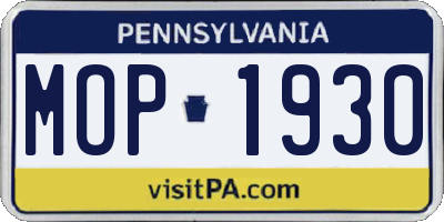 PA license plate MOP1930