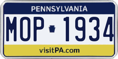 PA license plate MOP1934