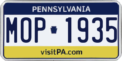 PA license plate MOP1935