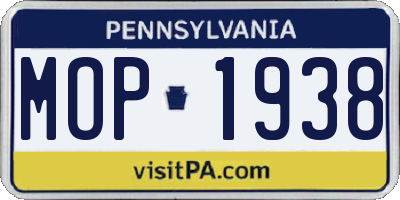 PA license plate MOP1938