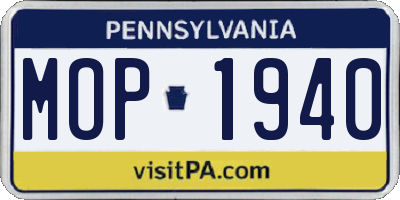PA license plate MOP1940