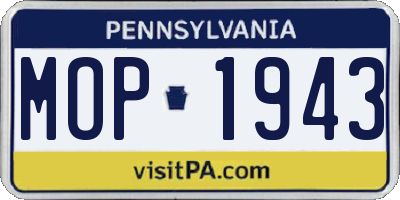 PA license plate MOP1943