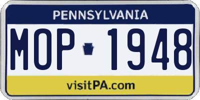 PA license plate MOP1948