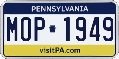 PA license plate MOP1949