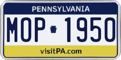 PA license plate MOP1950