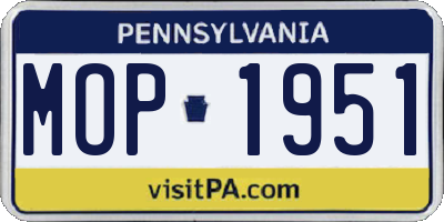 PA license plate MOP1951
