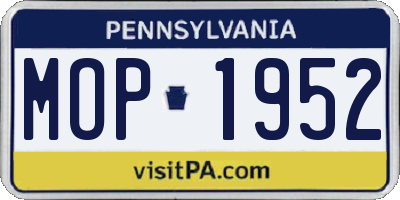 PA license plate MOP1952