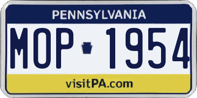 PA license plate MOP1954