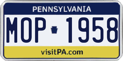 PA license plate MOP1958