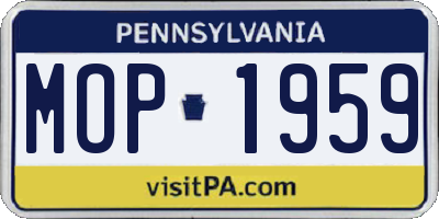 PA license plate MOP1959